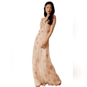 BHLDN Claire Dress by Anthropologie Floral Ruffled Maxi Dress lightweight Weddin